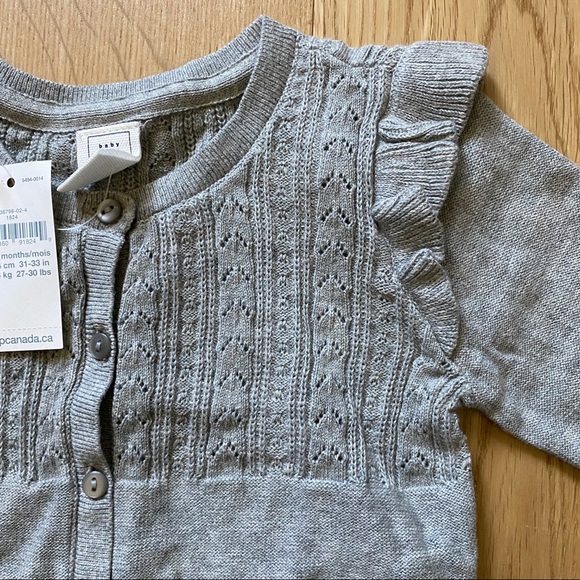 Gap NWT 18-24 months Grey Cotton Cardigan - Picture 1 of 2